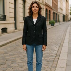 Classic Black Suit Jacket with Notched Lapel